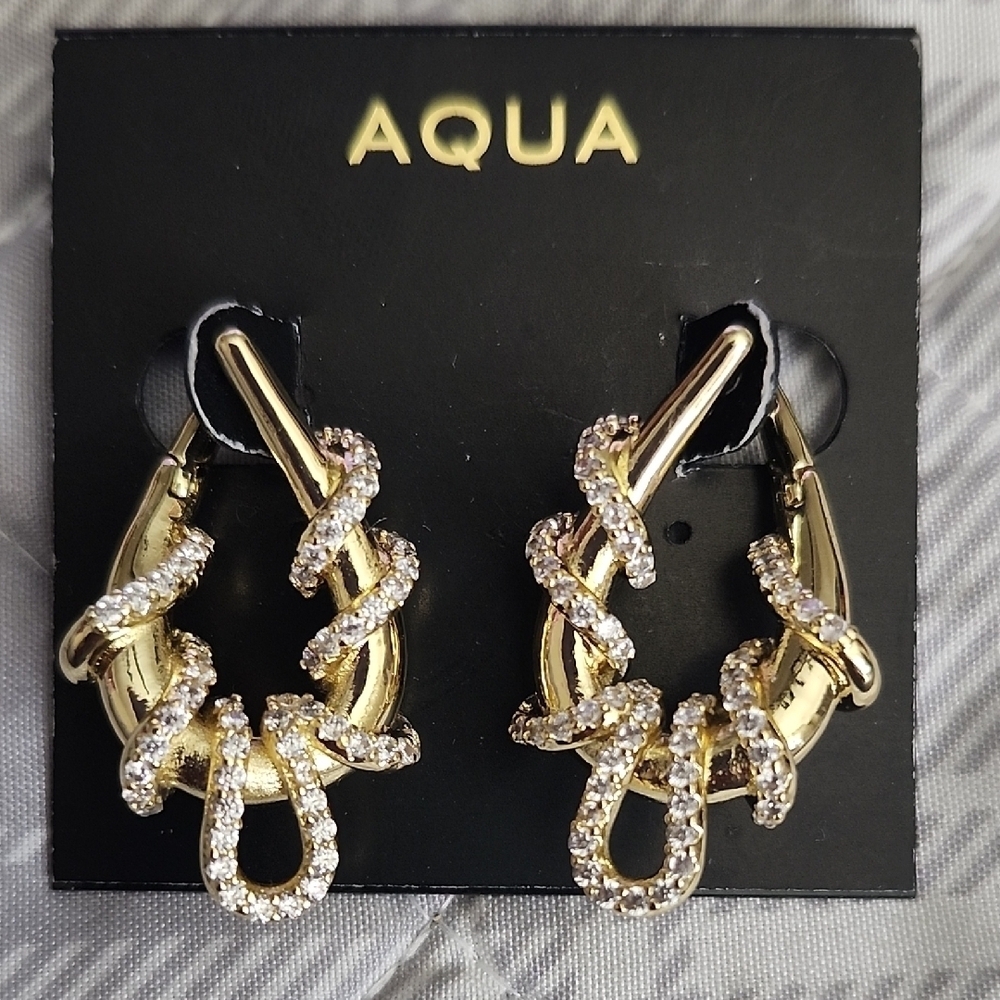 Aqua Gold and Silver Loop Earrings